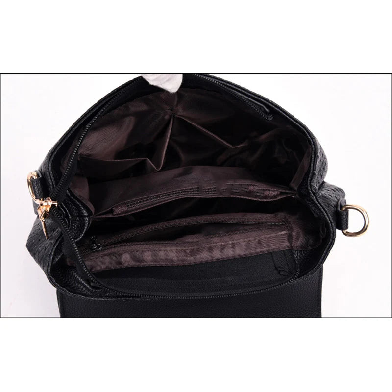 Fashion Black Shoulder Bags for Women PU Leather Soild Color Crossbody Messenger Bag Purse Female mama Handbags