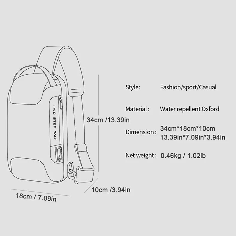 New Multifunction Crossbody Bag for Men Anti-theft Shoulder Messenger Bags Male Waterproof Short Trip Chest Bag Pack