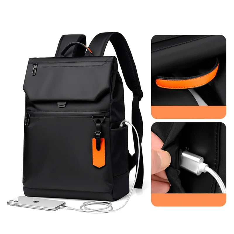 Men Backpack Oxford Cloth Waterproof 14 15.6inch Laptop Backpack With Usb Charging Port Waterproof Zipper Outdoor Travel Bag Bus