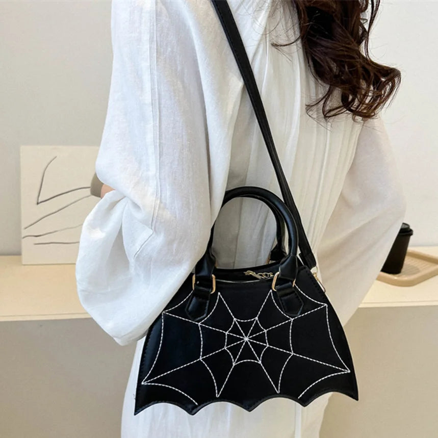 Women's Top-handle Bags Halloween Bat Wing Shoulder Bags Creative Crossbody Bag PU Leather Novelty Small Handbags Fashion Purses