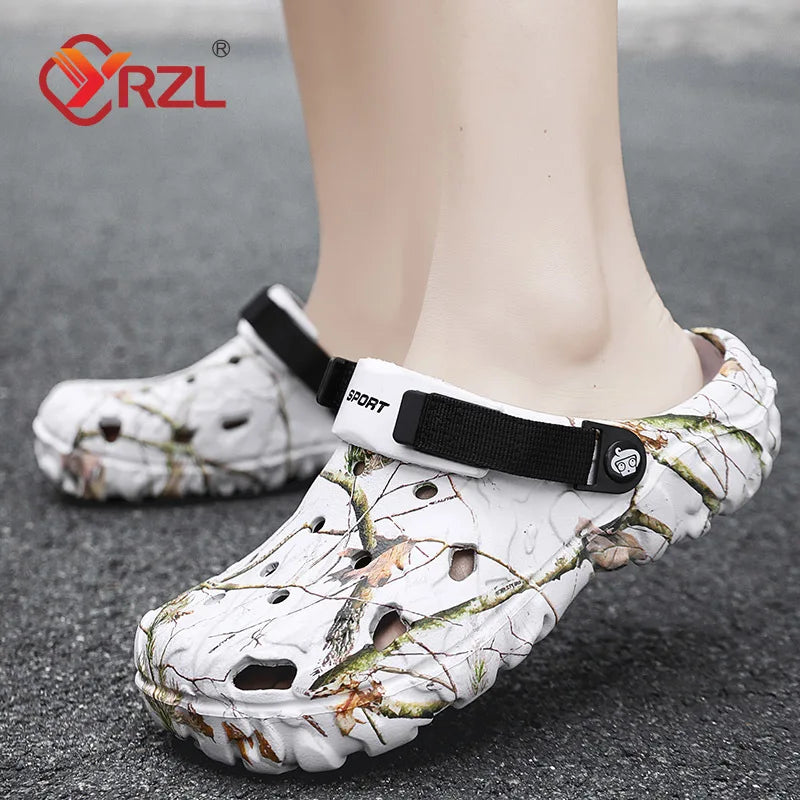 YRZL New Sandals for Mens Clogs Summer Shoes Men Slippers Breathable Casual Beach Sandals Size 45 Non-slip Garden Shoes for Men