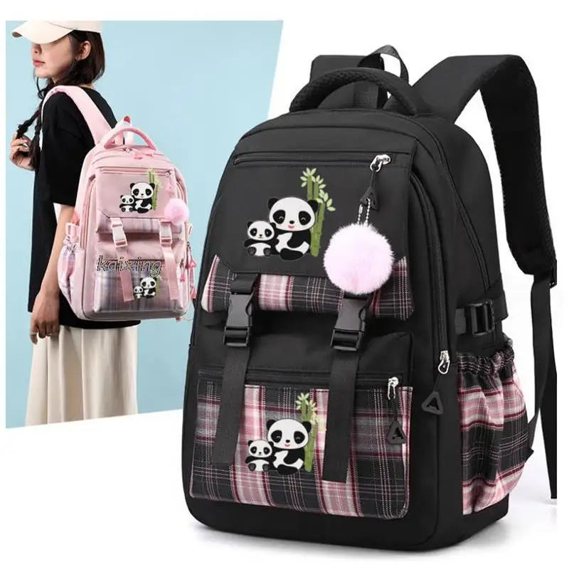 Hot Big Panda Print Academy Style Girls Kids School Book Bags Women Bagpack Teenagers Travel Backpack Mochila To Casual School