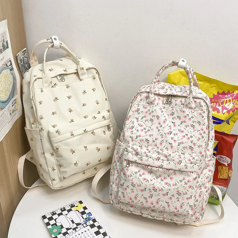 Fashion Women Cute Floral Student Backpack Trendy Lady Kawaii Book Bags Female Print Laptop College Backpack New Girl School Bag