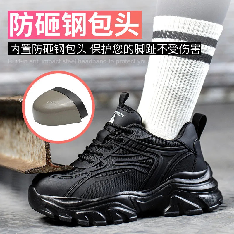 Women's four models lightweight breathable steel head safety work shoes anti-smash anti-puncture safety shoes discount store