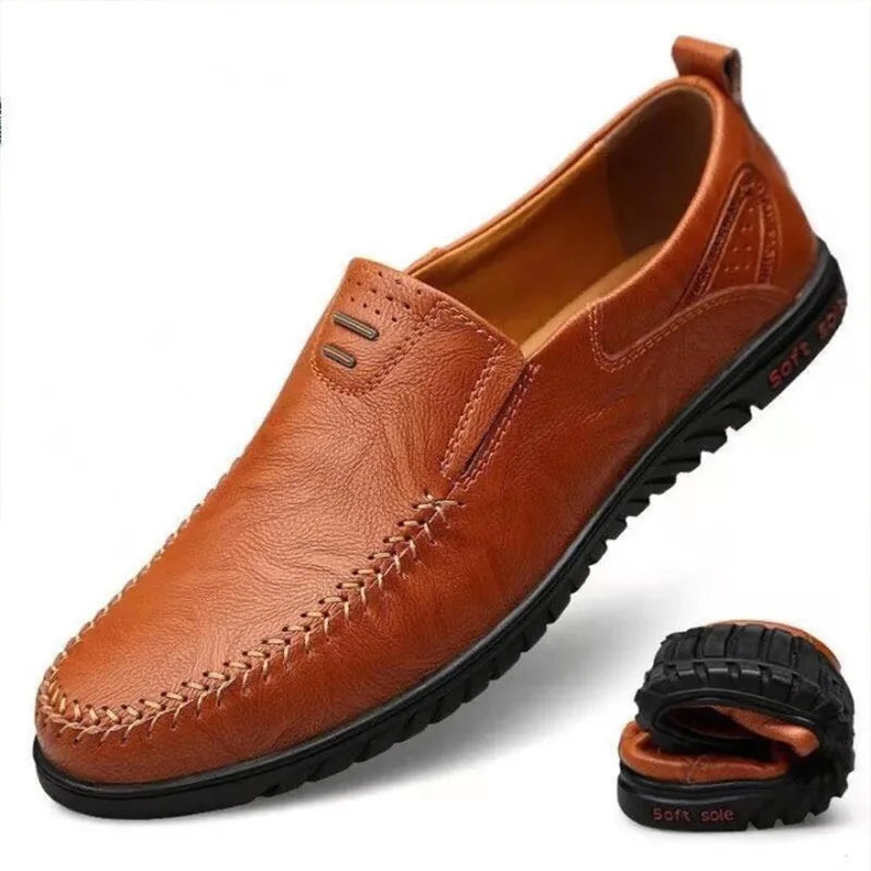 2023 Genuine Leather Men Casual Shoes Luxury Brand Casual Slip on Formal Loafers Men Moccasins Italian Black Male Driving Shoes