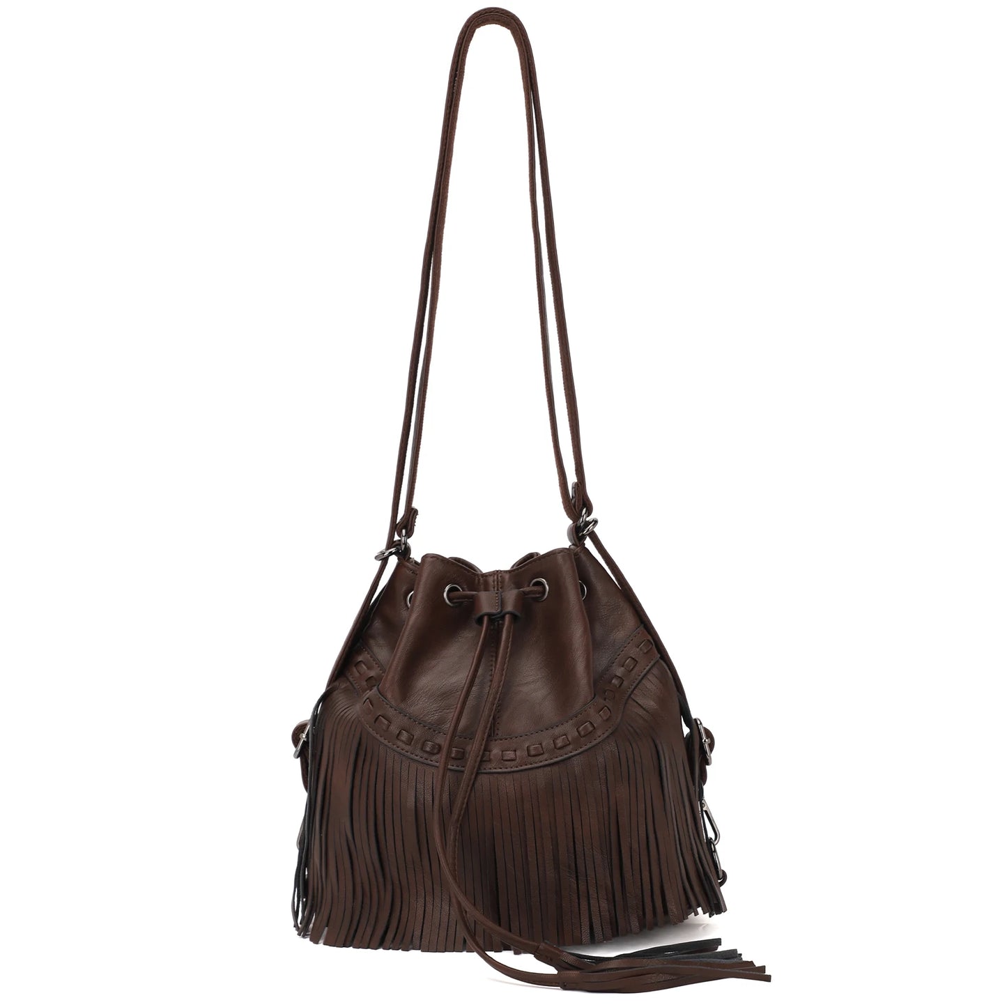 KL928 Bucket Bags for Women, Backpack Purse, Fringe Purses with Drawstring Ladies Tassel Hobo Bag Shoulder Handbags