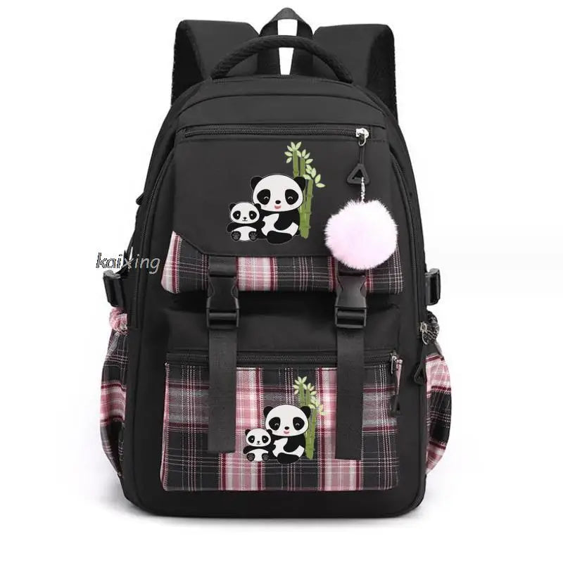 Hot Big Panda Print Academy Style Girls Kids School Book Bags Women Bagpack Teenagers Travel Backpack Mochila To Casual School