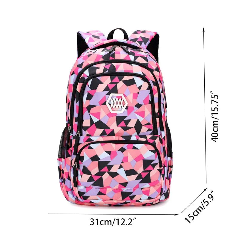 3Pcs Colorful Children Backpack Geometric Girls School Backpacks Korean Primary Bagpack Set Multi-Function Handbag Travel Bags