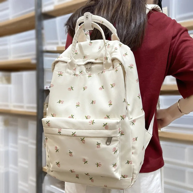 Fashion Women Cute Floral Student Backpack Trendy Lady Kawaii Book Bags Female Print Laptop College Backpack New Girl School Bag